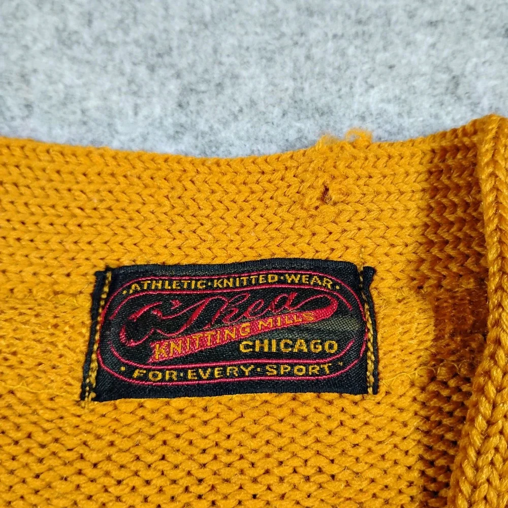 O'Shea‎ Knitting Mills Vintage 40s Varsity Letterman Sweater Mens 38 Gold Wool